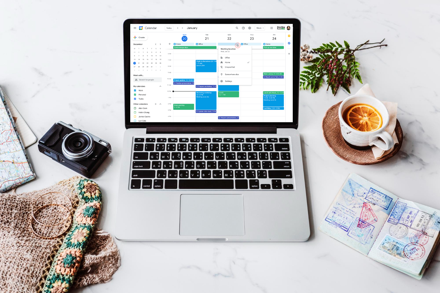 computador com a tela no Google Agenda